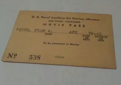 Rare 1940-50s US Navy Air Station MOVIE Pass Miramar CA • $17.99