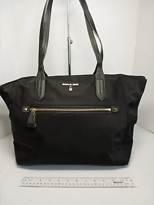 Michael Kors Kempton Large Black Purse Shoulder Bag Nylon Patent Leather Straps • $62.10