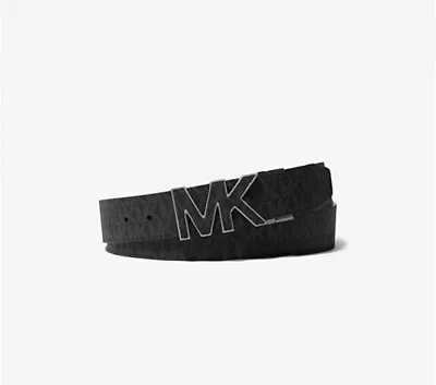 MICHAEL KORS Twist Reversible Mk Logo Black Belt/ Rhinestone Buckle Size Large • $45