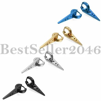 COOLSTEELANDBEYOND Orecchini A Cerchio Con Tre Pendenti - Acciaio Inossidabile 107mm - 2