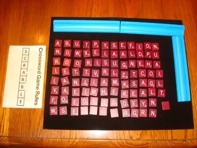 Lot Of 95 Red Maroon SCRABBLE Replacement Tiles 3 BLUE Holders 1976 Rules • $10