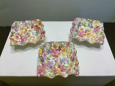 £19.33 • Buy Vintage Set 3 Of James Kent China Du Barry Small 3 1/4  Square Nut Dishes