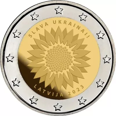 Latvia - 2 Euro Commemorative 2023 Sunflower From Ukraine UNC  FREE SHIPPING • $5.99