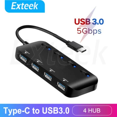 $11.83 • Buy USB 3.1 USB-C Type-C HUB To 4 USB 3.0 W/ Individual Power Switch & LED AU