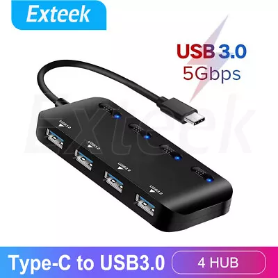 USB 3.1 USB-C Type-C HUB To 4 USB 3.0 W/ Individual Power Switch & LED AU • $12.45