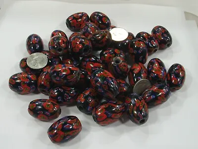 2 Pounds Large Multicolor India Handmade Millefiori Glass Beads Bulk (KAP-69) ⭐ • $25