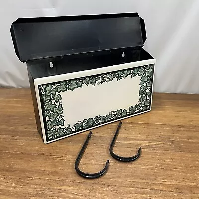 VTG Metal Mailbox Wall Mount Black Ceramic Name Number MCM Mail Box Lid Retro • $24.97