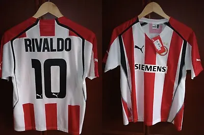 Authentic Rivaldo #10 Olympiacos Home Football Shirt 2005/06 Tags Puma Small • £65