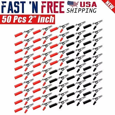 50 Pcs Electrical Test Clamps Metal Alligator Clips With Red & Black Handle Bulk • $9.99