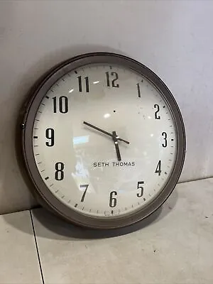 14” Seth Thomas Hanging School Clock Vintage Industrial For Parts Or Repair • $49.99