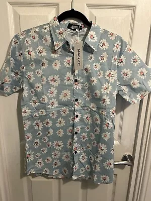 BNWT Mens JOGAL White Mix Flower Blue Print Half Sleeve Shirt UK Small • £8.49