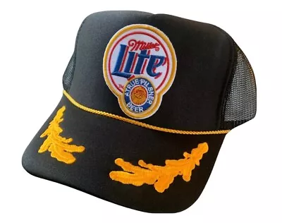 New Vintage Miller Lite Captain Beer Cap Hat 5 Panel High Crown Trucker Snapback • $24.95