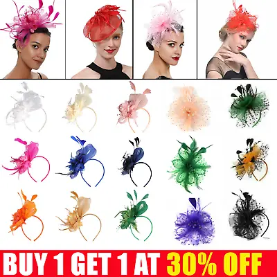 £8.99 • Buy NEW Feather Hair Fascinator On Headband Wedding Royal Ascot Races Bespoke UK