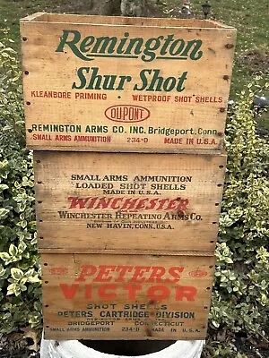 Winchester Peters Remington 3/12  Gauge Ammo Box Vintage Wooden Crate Shot Shell • $149