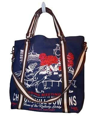 Rebecca Ray Churchill Downs Home Of The KENTUCKY DERBY Navy Canvas Tote USA • $155