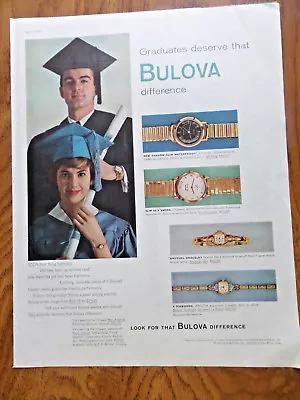 $3 • Buy 1959 Bulova Watch Ad Shows 4 Models  Graduates Graduation Theme