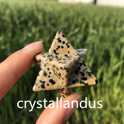 £9.49 • Buy 1pc Natural Dalmatian Jasper Merkaba Star Carved Quartz Crystal Pendant Reiki