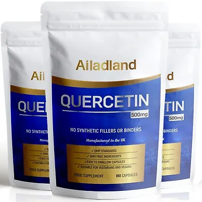 QUERCETIN 500mg Capsules Antioxidant Immune Support Anti-Aging Vegan Made In UK • £2.20
