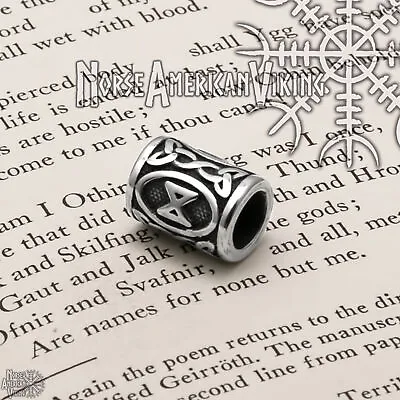 Viking Elder Futhark Dagaz Rune Beard Hair Jewelry Bead 316L Stainless Steel • $9.99