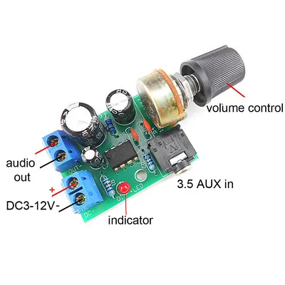 LM386 10W Audio Amplifier Board Mono 3.5mm DC 3-12V Volume Control N.LO • $2.01