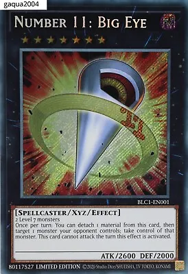 YuGiOh Number 11: Big Eye BLC1-EN001 Secret Rare Ltd. Edition • $6.45