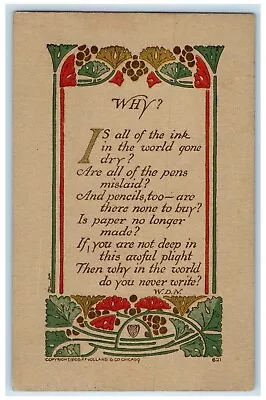 C1910's Why Poem Volland Marshfield Wisconsin WI Posted Antique Postcard • $12.97