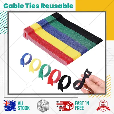 50Pc Cable Zip Ties Nylon Heavy Duty Releasable Reusable Wrap Wire Removable AUS • $12.50