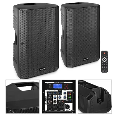 15  Active DJ PA Speakers With Bluetooth USB 1000W Powered Pair *Vonyx VSA150S • £349