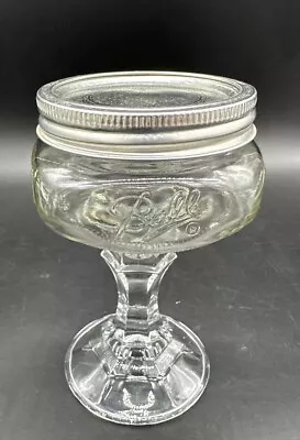 Mason Jar Stemware With Lid Tea Wine Beer Glass / Candle Holder • $14.99