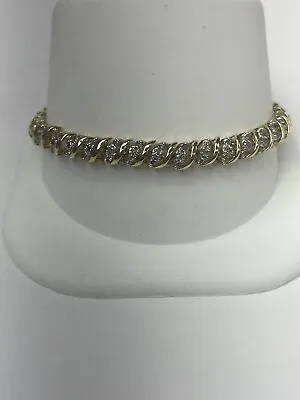 Vintage 10k Yellow Gold 2 Ct Diamond S Link  Tennis Bracelet 7.5” • $844