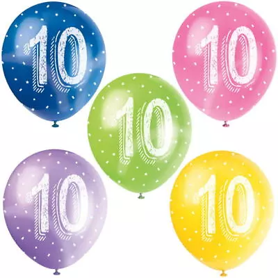 Age 1 2 3 4 5 6 7 8 9 10 Age Birthday Number Latex Helium Balloons - Pack Of 5 • £3.75