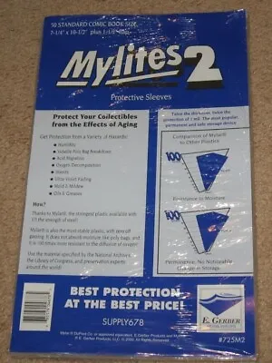 Pack 50 Mylites 2 Mil Mylar Bronze / Silver Age STANDARD Comic Book Bags Sleeves • $20.39