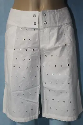 NEW Xhilaration White Eyelet Bermuda Cover-up Board Shorts M See Measurements* • £11.35