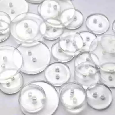 CLEAR TRANSPARENT 2 HOLE BACKING BUTTONS 11.5mm 15mm 16.5mm 18mm 20mm 23mm • £2.59