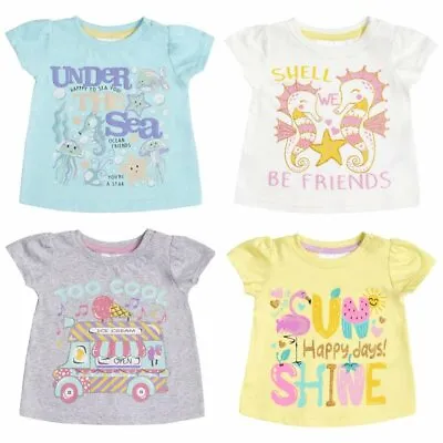 £3.95 • Buy Baby Girls T-Shirt Top Summer Beach Holiday Clothes 3-24 Months 100% Cotton