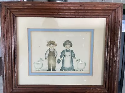 Farmer And His Wife Vintage Print Double Matted 8x10 Wooden Frame Country Farm • $15