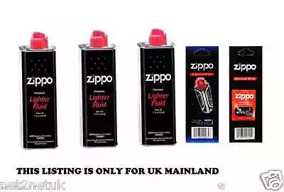  Genuine Original Zippo Premium  Lighter Fuel Fluid Refill 1 Wick  & 6 Flints  • £33.99