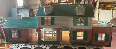 Marx Tin Litho Dollhouse 2 Story Colonial Green Roof W/game Room 38  X 16  • $186.75