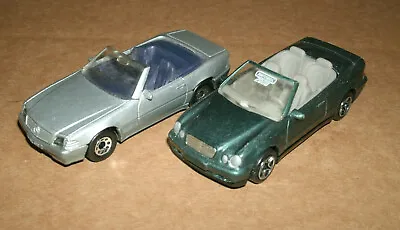 Two 1/64 Scale Mercedes-Benz Convertible Diecast Cars - MB 500 SL + CLK Matchbox • $8.45