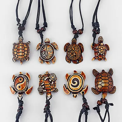 8pcs Mixed Styles Ethnic Tribal Faux Yak Bone Sea Turtle Charms Pendant Necklace • $8.50