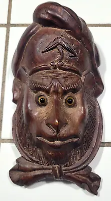 Antique Hand-Carved Wood MONKEY MASK With GLASS EYES High Detail Asian JAPAN • $225