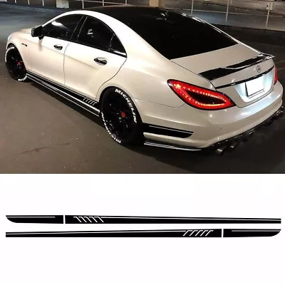 Glossy Black Side Skirt Vinyl Decal Sticker For Mercedes C Class W204 C63 AMG • $23.99