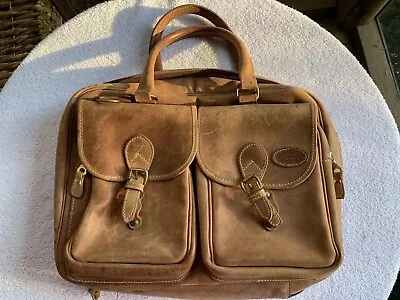 VTG Land Rover Leather Briefcase Attaché Laptop Bag Gear Rustic Brown Brass Trim • $374.95