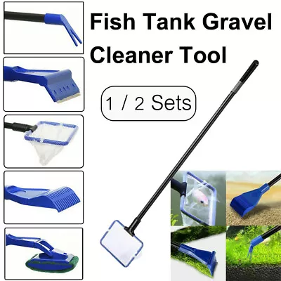 $11.99 • Buy Fish Tank Gravel 5in1 Water Aquarium Cleaning Tool Vacuum Glass Cleaner Brush