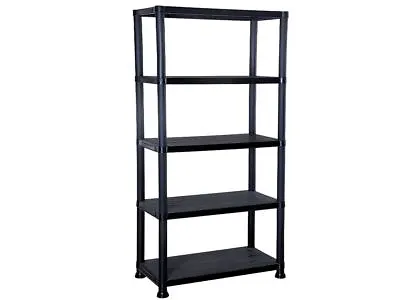 New Black 5 Tier Plastic Shelf Storage Shelving Unit Shelves Tools Home Garage • £22.75