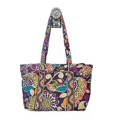 Vera Bradley Miller Bag Plum Crazy Quilted Shoulder Bag Zipper Closure Pockets • $26.98