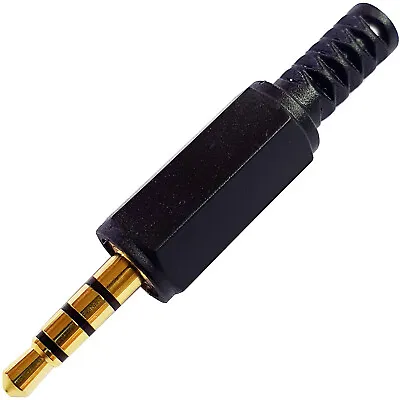 GOLD 3.5mm 4 Pole Jack Plug Solder Connector AUX Audio Video Male To Camcorder • £5.99