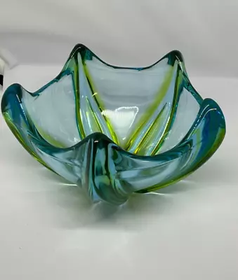 Murano Glass Bowl Blue Yellow • $20