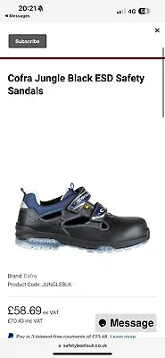 Cofra Jungle Black ESD Safety Sandals UK Size 7 BNWT • £23