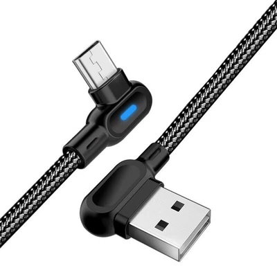$4.24 • Buy USB Cable LED Fast Charge Data Cord 90 Degree Fit For IPhone Android Charger